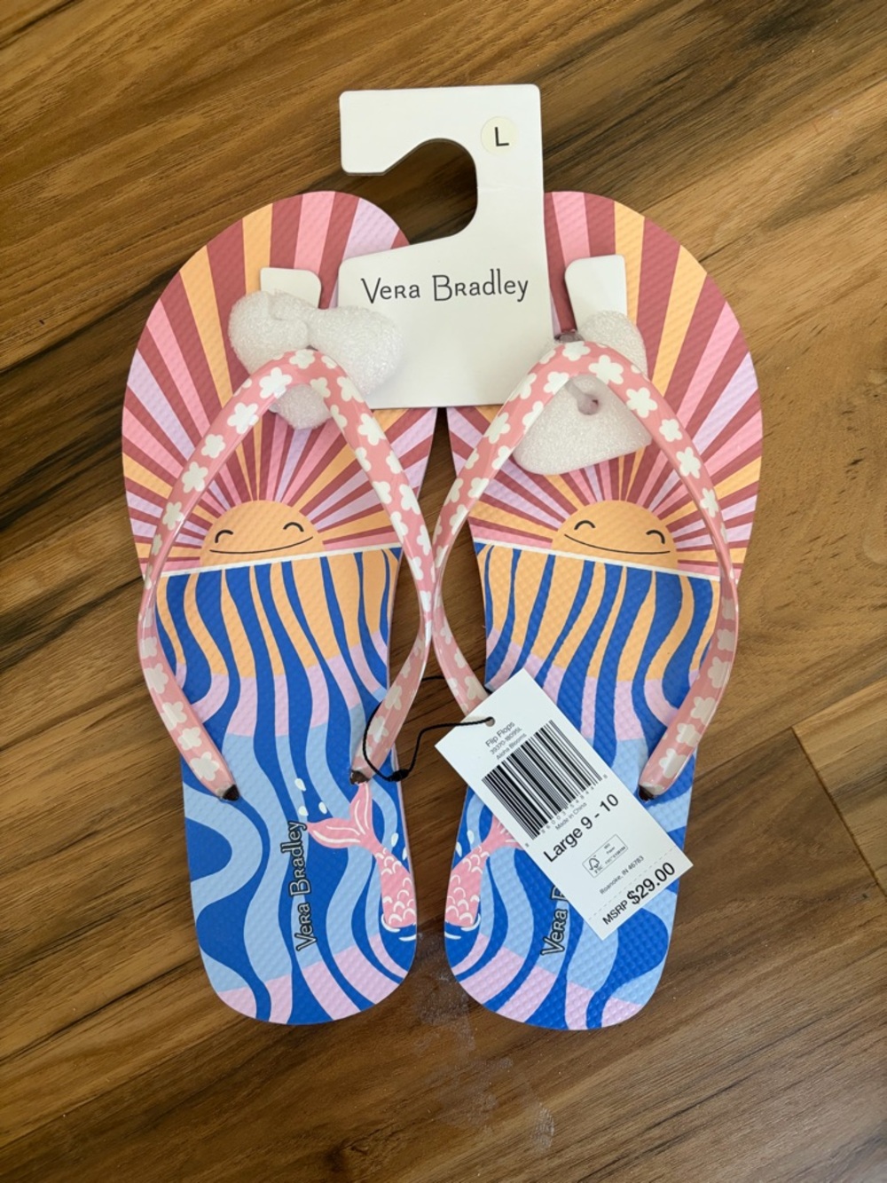 Vera Bradley Aloha Blooms Flip Flops Women’s Large 9-10 NWT
